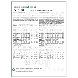 Vogue Patterns V8988MUU Men's Jacket and Pants Sewing Template, Size MUU (34-36-38-40)