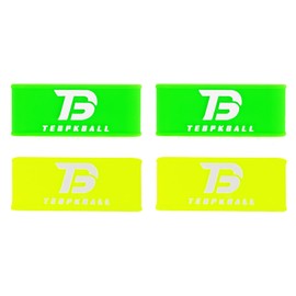 TEBPKBALL 4Pcs Pickleball Paddle Silicone Ring,Pickleball Paddles Handle Silicone Ring Stretchy,for securing Overgrip on Paddles or Handles,Hold Overgrip in Place (2 Green+2 Yellow)