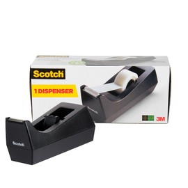 Scotch Desktop Tape Dispenser, Black, Use with Scotch Magic Tape or Other Tapes for Holiday Gift Wrapping, Replaceable Hub and Non-Skid Base,2.7 in. x 2.7 in. x 6.4 in., 1 Tape Dispenser