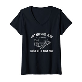 Womens Beware Of Moody Oscar Cichlid Aquarium Fish Keeping V-Neck T-Shirt