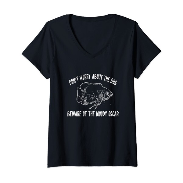 Womens Beware Of Moody Oscar Cichlid Aquarium Fish Keeping V-Neck