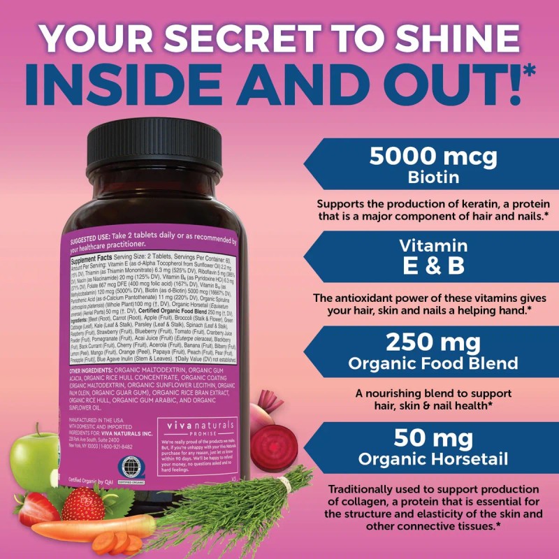 Viva Naturals Biotina 5000mcg Vitaminas Orgnicas Para Pelo