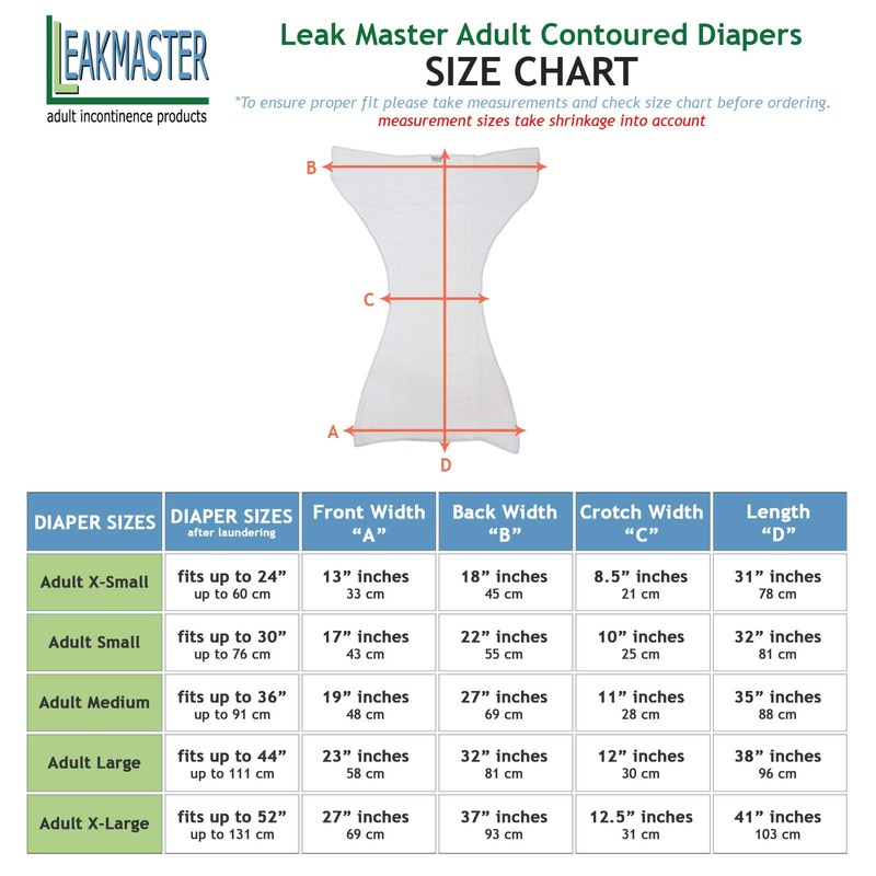 LeakMaster Adult Contoured Cloth Diaper with Nighttime Insert - X-Large