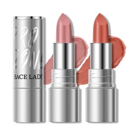SACE LADY Matte Lipstick for Women, Long Lasting Lipstick Set Waterproof and Smudgeproof, Natural Red Lip Color Makeup High Pigmented Stays On Up to 24 Hour (N01+N02, 2pcs)