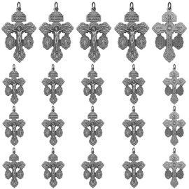 MESARCH 10Pcs/20Pcs Tibetan Alloy Cruz Del Perdon Catolica Cross Charm Pardon Crucifix Pendant with St Benedict and Milagrosa Medal for Diy Jewelry Making