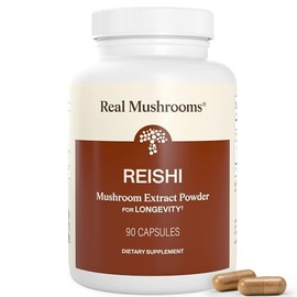 Real Mushrooms Reishi 90 Cápsulas, Suplemento Dietético de Extracto de Hongo Reishi, Sin OMG, Apto para Rutina de Bienestar