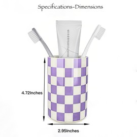 Ceramic Toothbrush Holder, Purple Tooth Brush Holders for Bathrooms, Lavender Bathroom Accessories, Modern Cute Tooth Brush Tumbler/Cup, Toothbrushes Toothpaste Storage Dispenser for Countertop