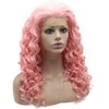 Mxangel Curly Wig Pink Synthetic Lace Front Wig Heat Resistant