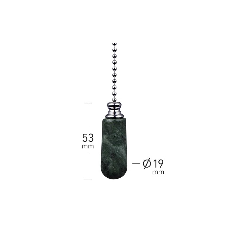 ElekTek Bathroom Light Pull Chain Cord Chrome Green Marble Drop
