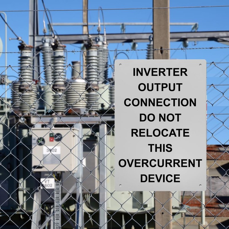 Inverter Output Connection Do Not Relocate Sign, 8.5 x 11