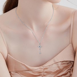 HUKKUN Witches Knot Necklace Sterling Silver Witch Knot Key Pendant Necklace Black Obsidian Witch Jewellery Gifts for Women Girls