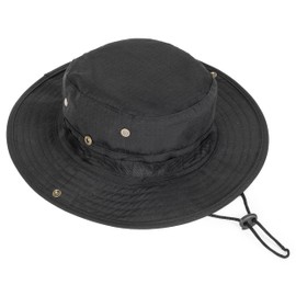 Sun-Hats-for-Men-Women-UV-Protection Wide-Brim Bucket Fishing Boonie Zoo-Keeper Hat M Black