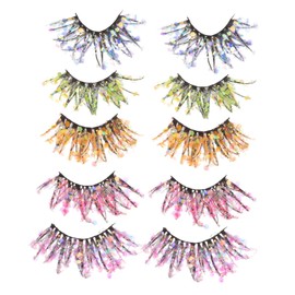 FOMIYES 5pairs Lashes Glitter Fluorescent False Eyelashes for Women Cosplay Makeup Strip Lashes