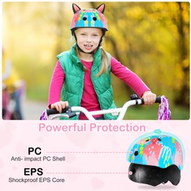 MHJY Kids Helmet for Age 8-14 Girls Bike Helmet Adjustable with DIY Cat Ears for Youth Skateboard Scooter Cycling Roller Skating