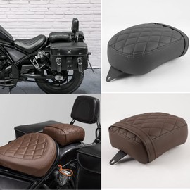 TAZGANTAX Rear Passenger Cushion Seat Rear Pillion Pad+Front Driver Cushion Seat compatible with Ho-nda Rebel CM1100/CMX 1100 Rebel 1100 CMX1100 Accessories 2021-2024 (Rear Passenger Seat-Brown)