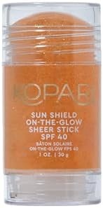 Kopari Sun Shield On-The-Glow Sheer Sunscreen Stick Spf 40, Protector Solar Enrollable Resistente Al Sudor Y Al Agua Para Rostro Y Cuerpo Con