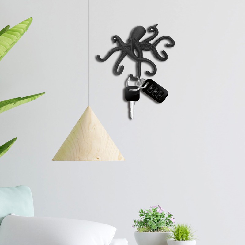 Ajuny Decorative Wrought Iron Black Wall Hanging Key Hook Holder