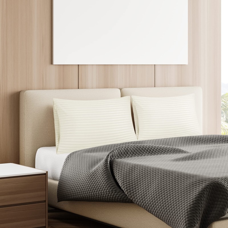 PiccoCasa Pillowcases 2 Pack Striped Soft & Breathable Microfiber Pillowcase