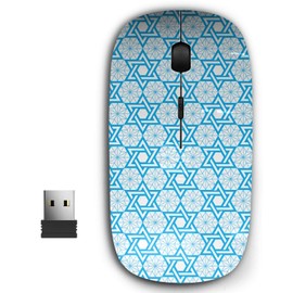2.4G Ergonomic Portable USB Wireless Mouse for PC, Laptop, Computer, Notebook with Nano Receiver ( Jewish Star David Blue )