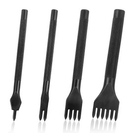 QIMEI-SHOP Leather Craft Hole Punches DIY Tools 1/2/4/6 Prong Steel Diamond Lacing Stitching Chisel Set Black 4mm