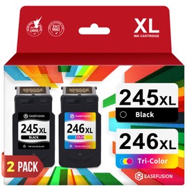 EaseFusion EaseFusion 245XL 246XL Combo Pack Replacement for Canon Ink 245 246 PG-245 XL PG-245XL Black Color Ink Cartridges for Canon Pixma MX490 MX492 MG2522 TR4520 TS3322 TS202 MG2500 TS3122 TR4500 Printer