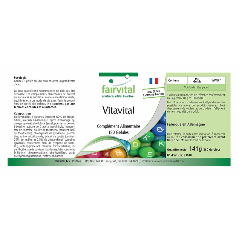 Fairvital Vitavital - 180 Capsules - High Dose - Multivitamin