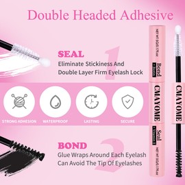 DIY Lash Extension Kit, Diamond False Eyelashes with Glitter Rhinestones, Lash Bond and Seal, Brush, Tweezers (Sliver)