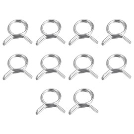 uxcell Double Wire Spring Hose Clamp, 10pcs 304 Stainless Steel 11mm Inner Dia Fit 11.8mm-12.6mm OD Hose Fuel Line Silicone Tube Spring Clips