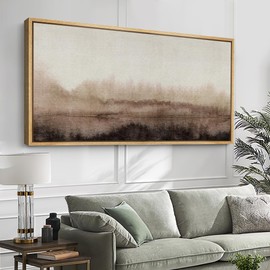 SIGNFORD Extra Large Framed Canvas Print Wall Art Serene Misty Landscape in Soft Browns Illustrations Modern Art Calm Warm for Living Room, Bedroom, Office - 60"x30"