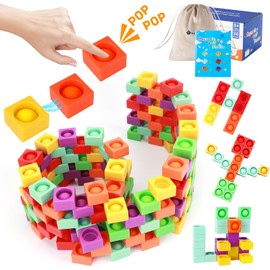 Ejanmilar Unique Magnetic Blocks, 36 Pcs Silicone Pop Building Blocks Fidget Toy, 1.38 Large Strong Magnetic Cubes, Preschool STEM Sensory Montessori Toys for Kids Toddlers Ages 3 4 5 6 7 8