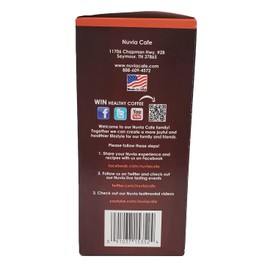 Nuvia Healthy Gourmet Instant Coffee, Dairy Free, Lactose Free, No GMOs, No Salt, Soy Free, Vegan, with Organic Ganoderma, Pomegranate and African Mango Extracts, 30 packets, 3.7g each, Pack of 1