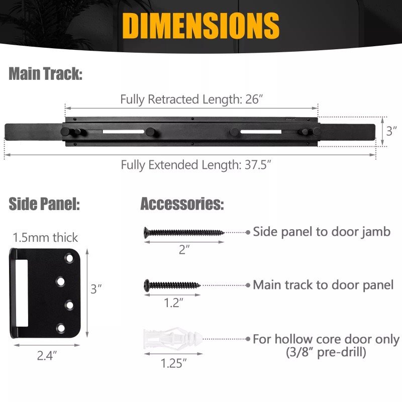 Sihnman Door Barricade Bar with Door Hook Door hanger for