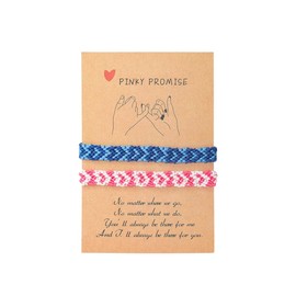 Pingyongchang Pink Heart Friendship Bracelets Couples Promise Best Friends Distance Touch Matching Bracelets for Women Men Valentine Birthday Couple Family Y2k Braid Bracelet-Pink Blue