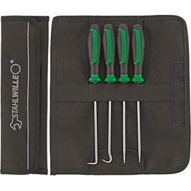 STAHLWILLE Hook Tool Set 4 Pieces Extra Long 250 mm Universal Use for Seals in Textile Bag