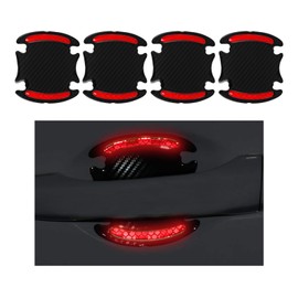 Augeny 4-Pack Car Handle Protectors, Universal 3D Carbon Fiber Auto Door Handle Paint Guard, Anti-Scratch Bowl Protective Film (Red)