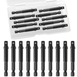 Uenhoy 10 Pack 1/4" Impact Adapter Set, Black Square Socket Adapter 1/4 to 1/4 Drive Adapter Kit, Extension Socket Driver Bits for Automotive DIY Nut Driver and Drills