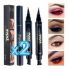 2pz Delineador Doble Sello De Gato Indeleble Waterproof F Color