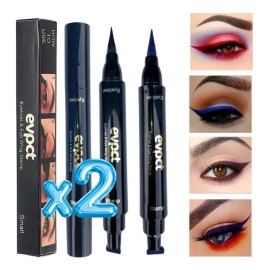 2pz Delineador Doble Sello De Gato Indeleble Waterproof F Color Negro Y Negro Efecto Mate