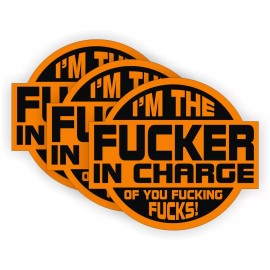 Unbranded/Generic (3) F**ker In Charge Hard Hat Stickers Helmet Decals ~ Welder Foreman Funny Boss