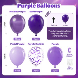 awenztech 60pcs Purple Balloons 12inch with Metallic Pastel Dark Purple Confetti Balloons for Purple Birthday Wedding Baby Shower Party Decorations