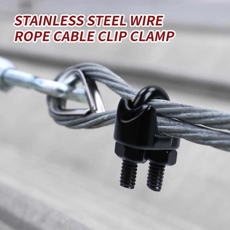 Antrader Stainless Steel Wire Rope Cable Clip Clamp,M5(3/16") Wire Cable