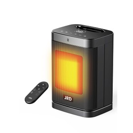 1500W PTC Space Heater Indoor with 80°Oscillation, Thermostat, 12h Timer, Fast Heat, Eco Mode, Remote, Small Quiet Safe Room Electric Heater, Portable Desk Heat for Office Bedroom Home