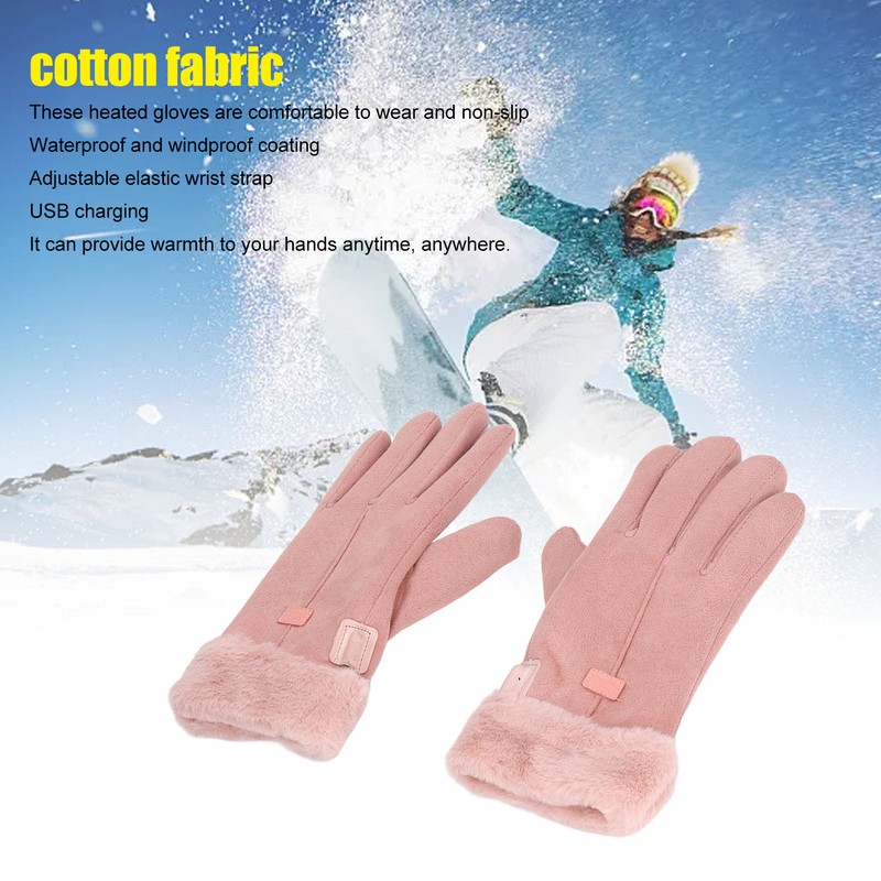 1 Pair Electric Heating Gloves Full Finger USB Heated Gloves