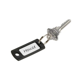 Lucky Line Flexible Colored Plastic Key Tag with 3/4" Split Ring in Black, 50 Tags (16920)