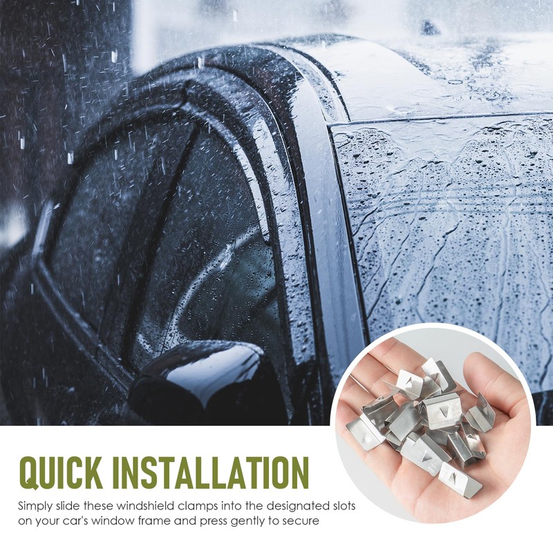 20 Pcs Automotive Wind Deflector Clips Stainless Steel Wind Rain