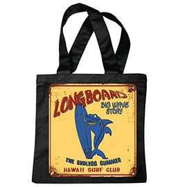 Reifen-Markt Bag Shoulder Bag Longboard Big Wave Story Hawaii Surf Club Surf Beach Longboard Wave Riding Beginners Shop Shopping Bag School Bag Gym Bag in Black, black