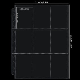 540 Pockets Trading Card Sleeves, 30 Sheets Double Side 9-Pocket 11 Holes Card Sleeves Card Binder Fit 3 Ring Binder Trading Card Binder for Game Sports Cards OS22030