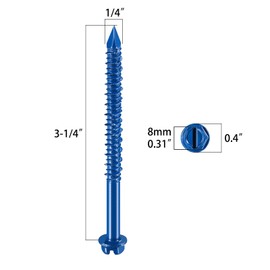 Wensilon(30 PCS) 1/4" * 3-1/4" Slotted Hex Washer Head Concrete Screws Anchor Kit Blue Flat Head for Anchoring to Masonry, Block or Brick Stucco