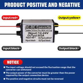 DC Voltage Reducer Converter, 12V/24V Step Down to 9V 3A Reducer Power Converter，DC Power Supply Module Buck Transformer for Truck, Golf Cart, Club Car, LED Light
