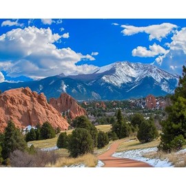 XTXGERL Paint by Numbers Kit for Adults Views Garden Park Pikes Peak 16x20in DIY Color by Numbers Acrylic Paint Frameless Canvas Painting Kits for Beginner